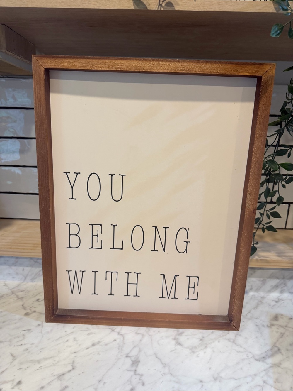 Rustic Brown Framed "You Belong With Me" Wall Sign